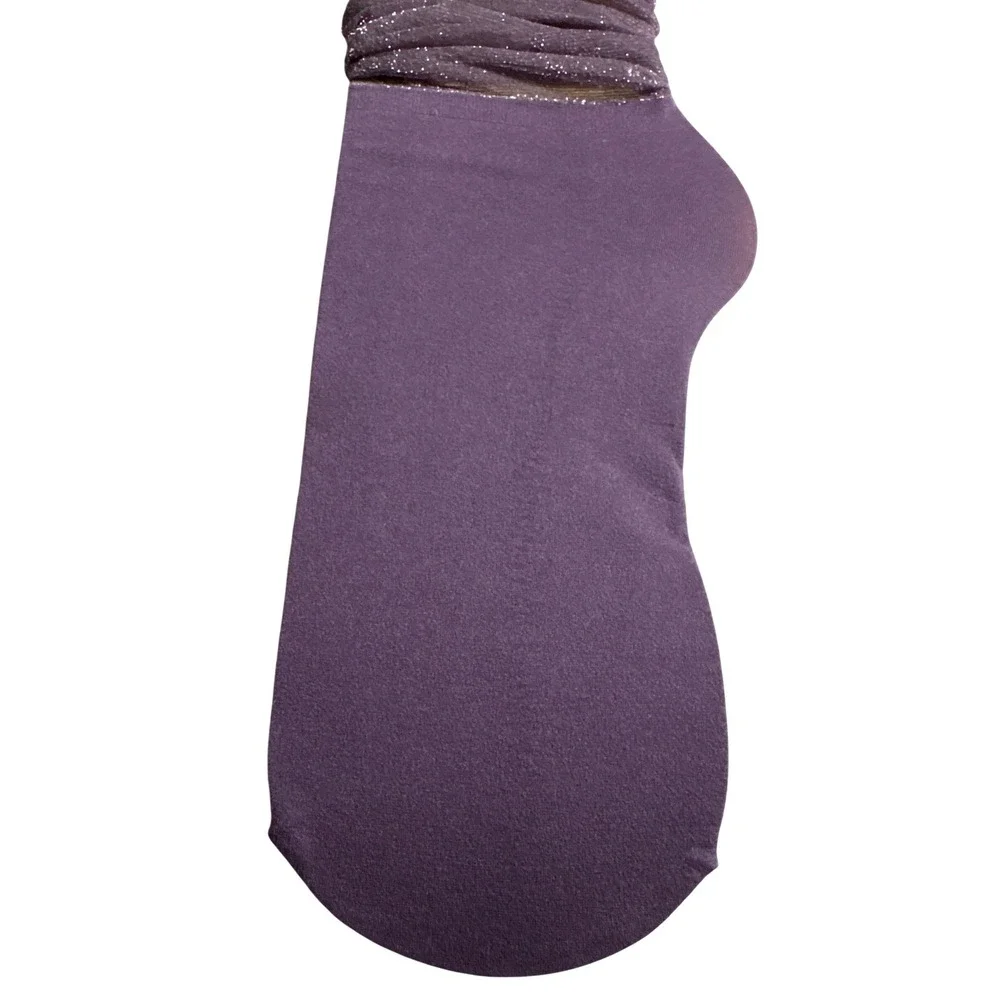 Moiloli Purple Sheer Glitter Mesh Slouchy Crew Socks Metallic Sparkle NWT